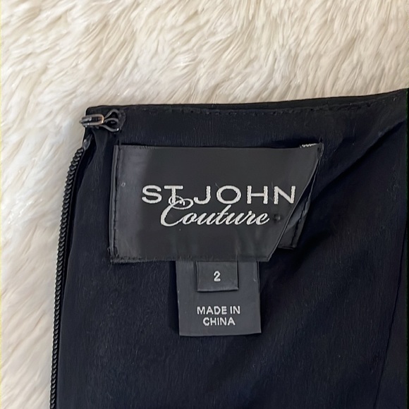 RARE St John Couture Black Crepe Satin Halter Wrap Neck Formal Slip Dress Sz 2/4 - Picture 7 of 12